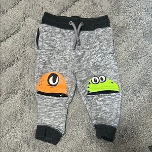 Cat & Jack Gray and Orange Sweatpants with Monster Patches